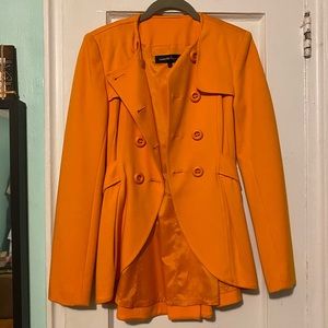 Nanette Lepore orange double breasted flared coat